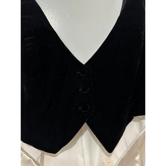 For Love and Lemons Drew Velvet Romper Black White Size Medium NWT Satin Shorts - Picture 16 of 16